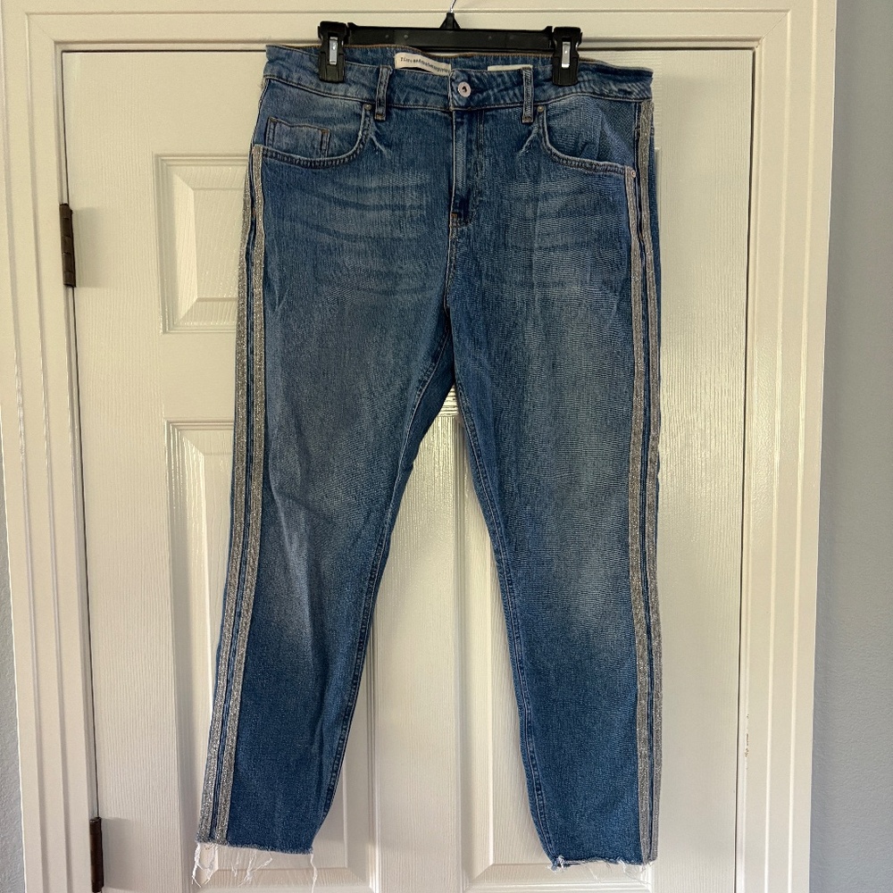 Anthropologie Pilcro Jeans Silver metallic stripe 32 - Picture 4 of 9